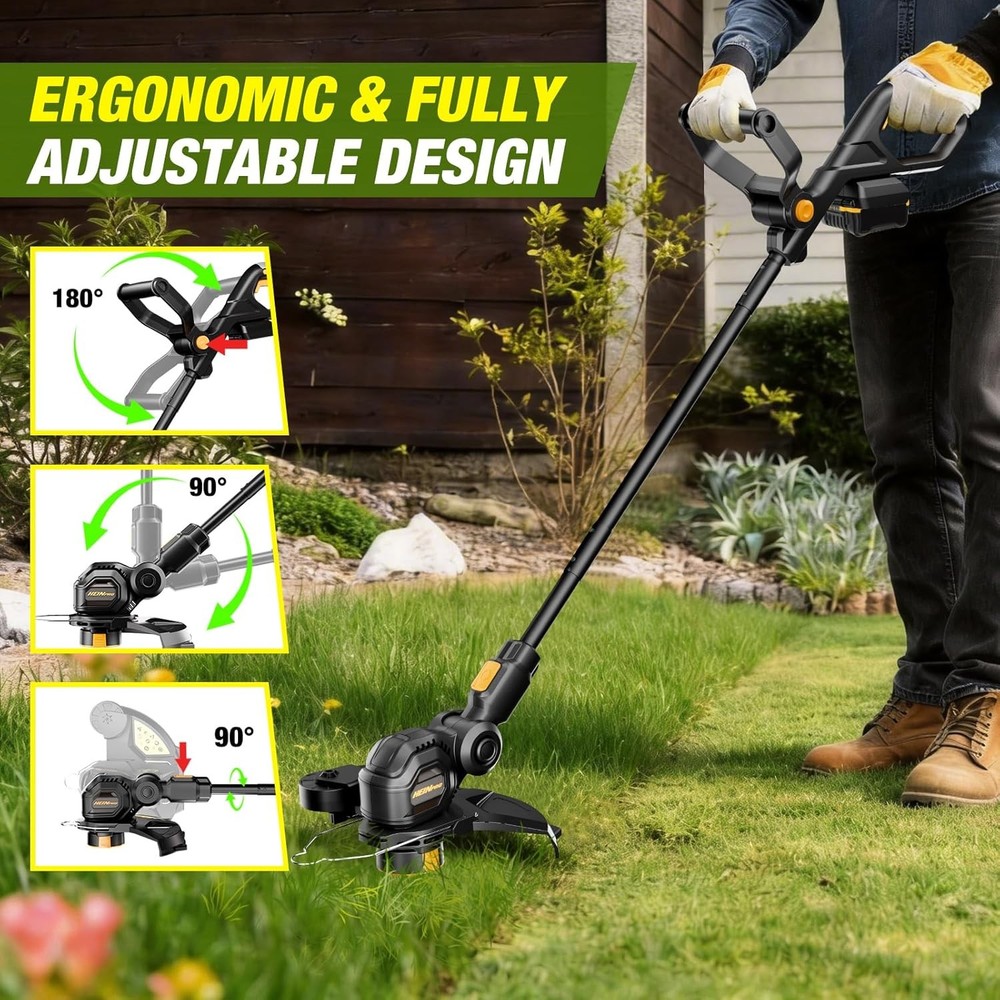 Cordless String Trimmer Compatible with Dewalt 20V MAX Battery, 12-Inch Electric
