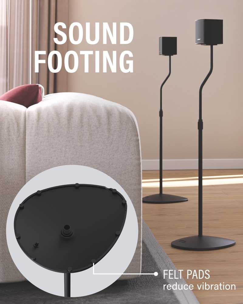 Speaker Stands Pair - Adjustable Height Speaker Stands for Satellite & Booksh...