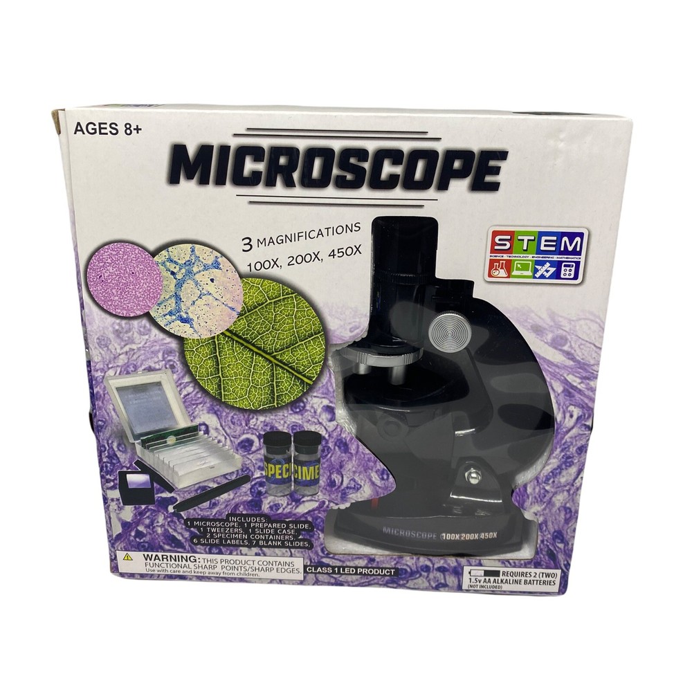 STEM Microscope With Light Source 100x, 200x, 450x, Kids, Educational, Ages 8+