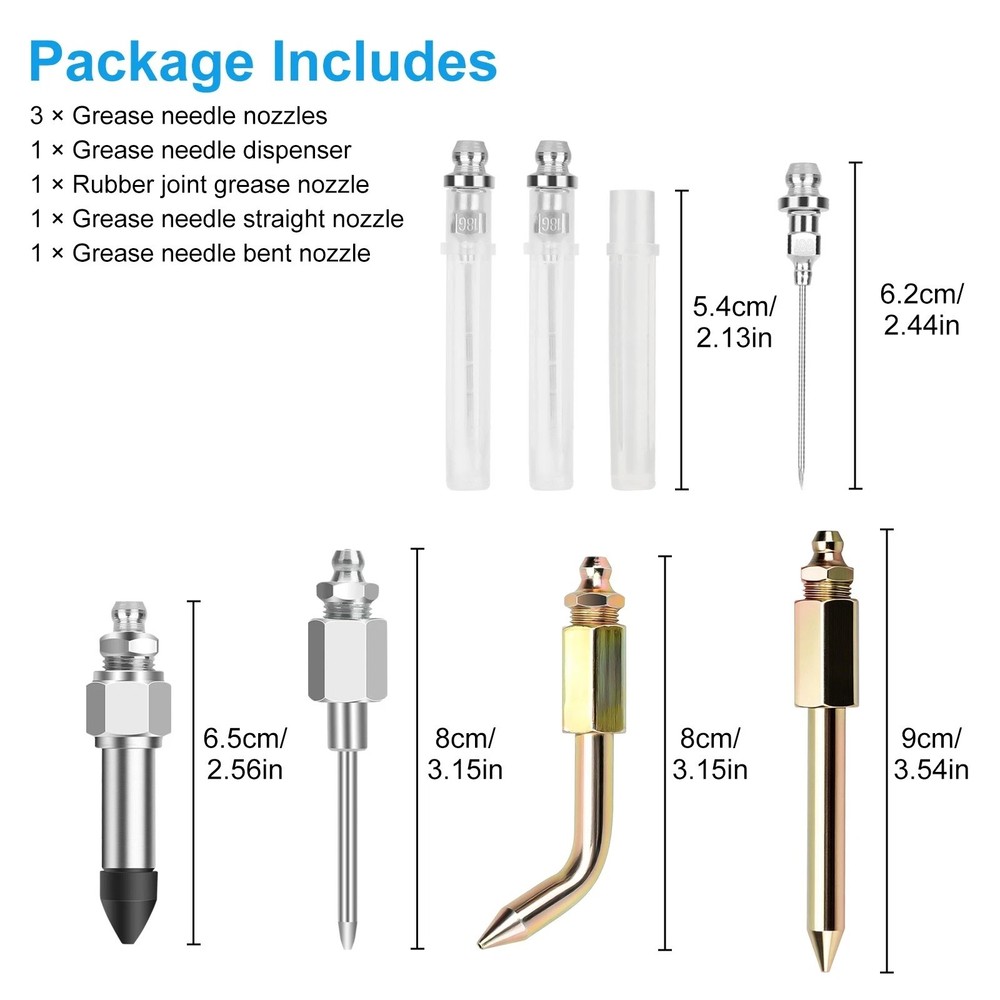 7pc Grease Gun Accessory Tool Kit Needle Nozzle Adapter Coupler Tip Dispenser