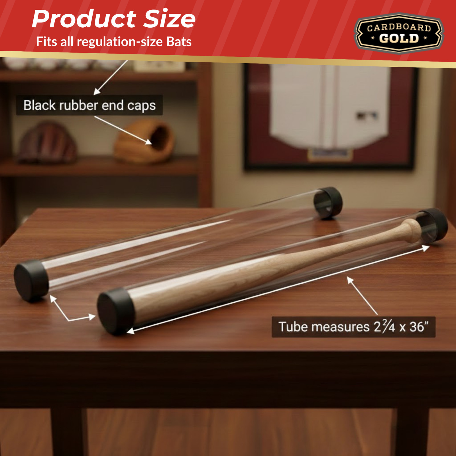 (4) Baseball Bat Tube Display Case Protective Holders! - Cardboard Gold Brand