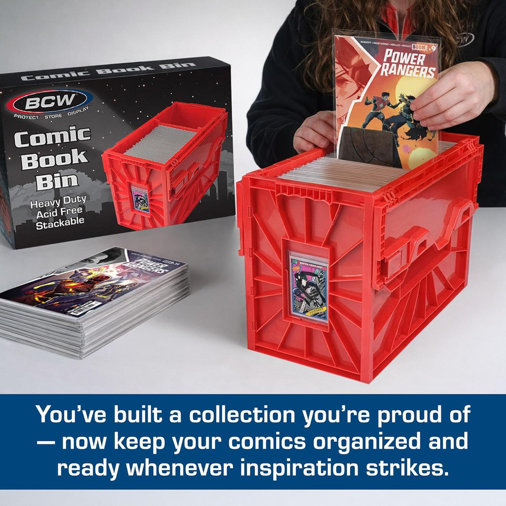 Red Comic Book Bin 2-Pack | Holds 150 Comics | Stackable & Acid-Free