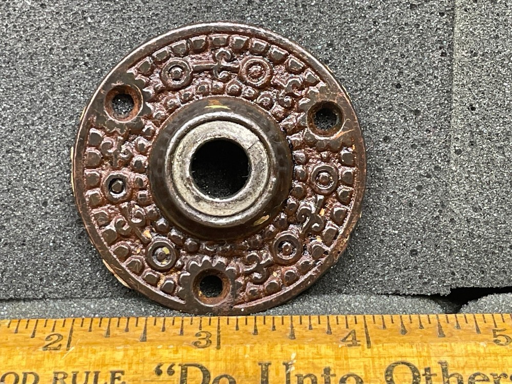Antique Victorian Eastlake Solid Brass Door Knob Rosette Backplate