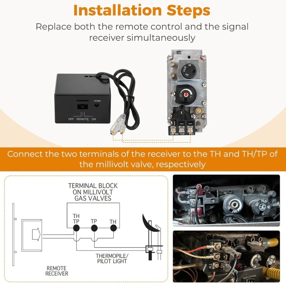 Upgraded Universal Fireplace Remote Control,Fit for shytech,Empire ect Brand,Bac