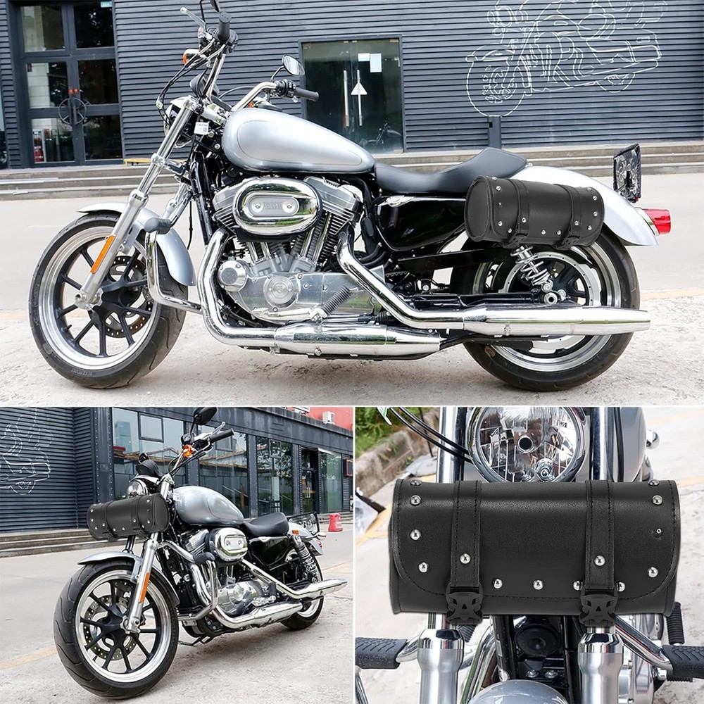 Motoforti Universal Motorcycle Fork Handlebar Tool Bag Cycling Storage Pouch ...