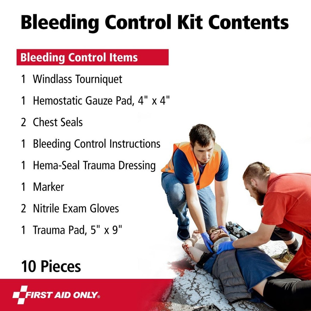 First Aid Only 91137 Critical Essentials Bleeding Control Kit for Chest, Limb...