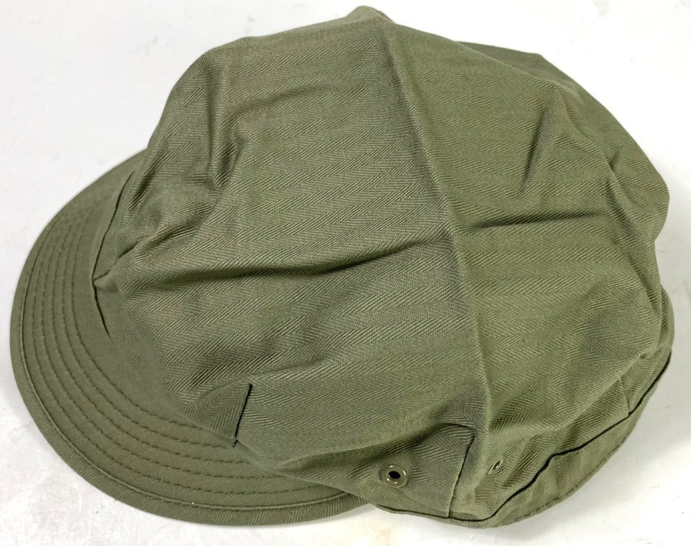 WWII US DARK LIGHT HBT COMBAT FIELD CAP, SHORT BILL-XLARGE