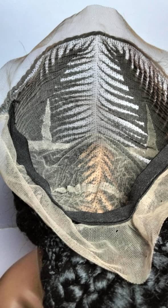 Bun Braided Wig. Ghana Cornrow Braids Full Lace with Baby Hair Bun Wig