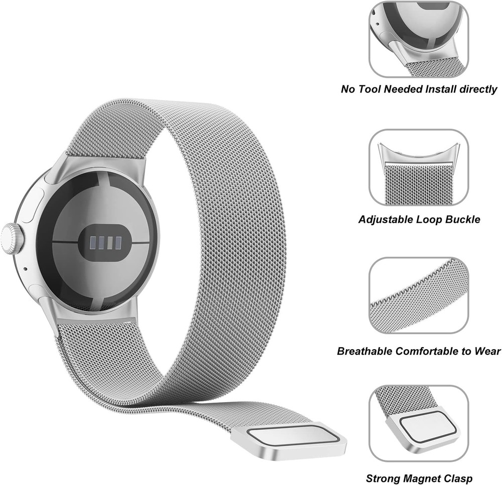 Stainless Steel Mesh Strap Compatible with Google Pixel Watch 41mm