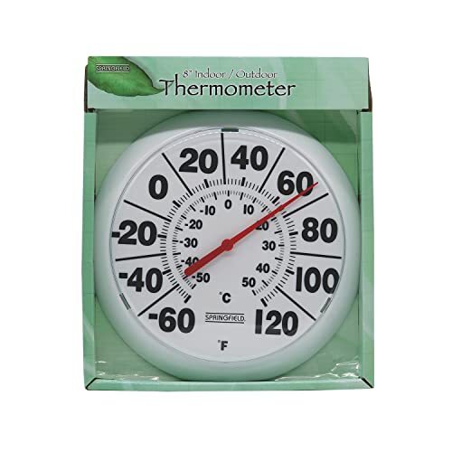 Springfield Indoor Outdoor Big and Bold Dial Thermometer, Assorted Colors