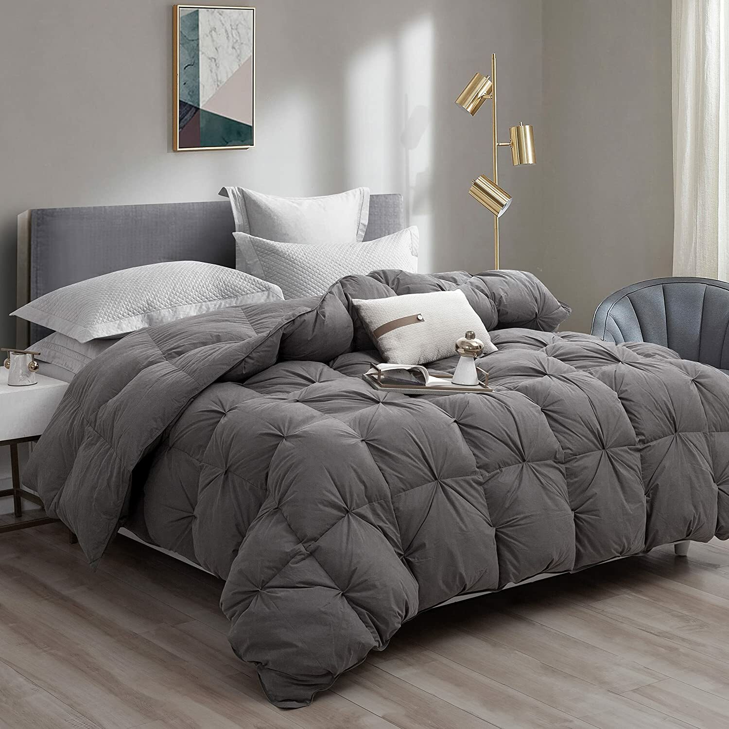 SNOWMAN Pinch Pleat Goose Down Comforter Duvet Insert 750+Fill Power 100% Cotton