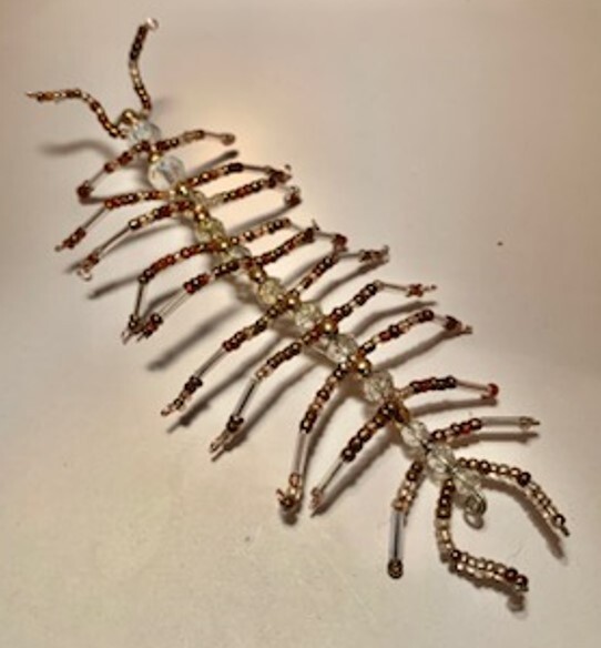 Handmade Clear Center Beaded Wire CENTIPEDE