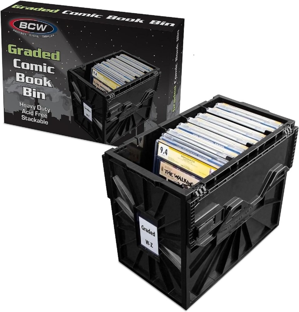 Graded Comic Book Bin with Partition – Black 1 Pack | Holds 30 Graded Comics ...