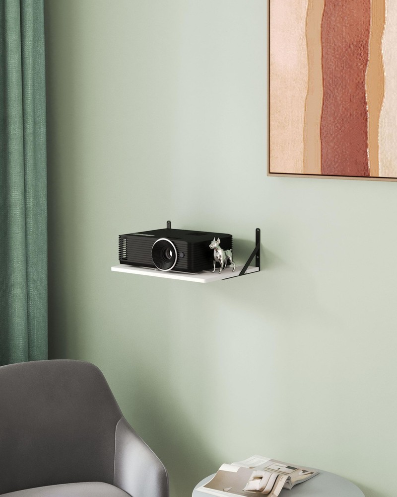 Black White Small Mini Projector Shelf for Wall, Cable Box/Router Shelf,Float