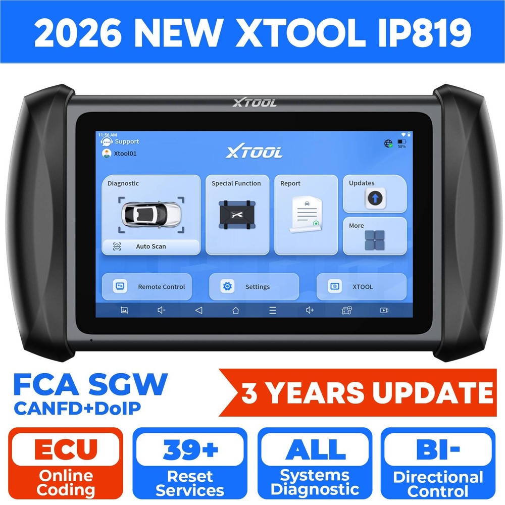 XTOOL IP819 Bidirectional Coding Scanner Full System Diagnostic Tool 39+ Reset