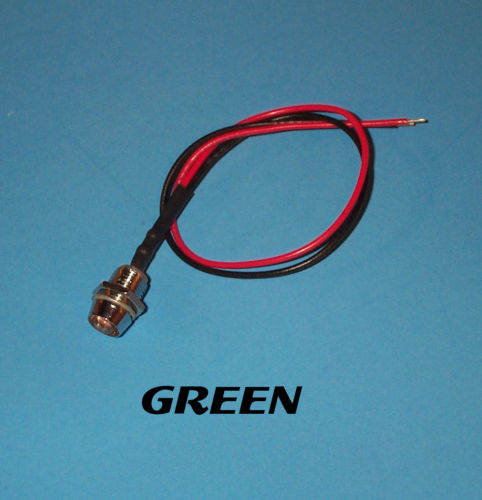 LED - 5mm PRE WIRED 12 VOLT WITH CHROME BEZEL- GREEN