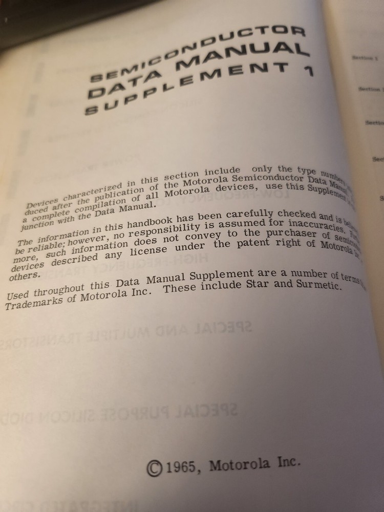 Motorola 1965 Semiconductor Data Manual 1st Printing