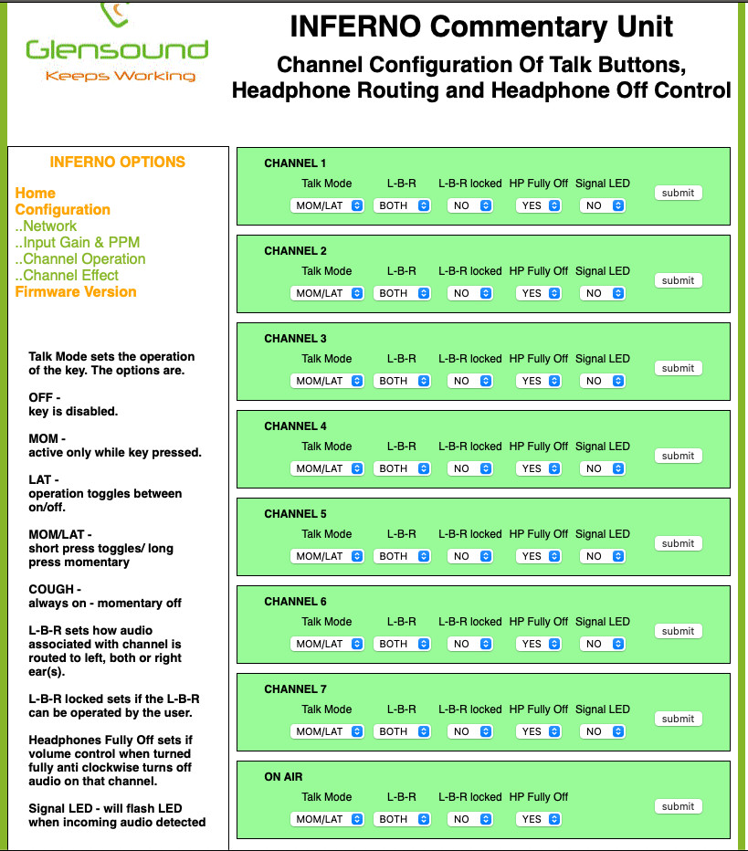 Glensound Inferno Commentator’s Console with Dante Connectivity