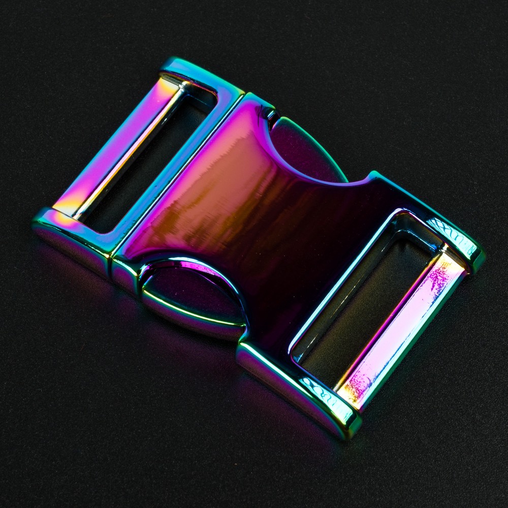 1 Inch Iridescent Rainbow Convex Non Adjustable Buckles, 5 Pack