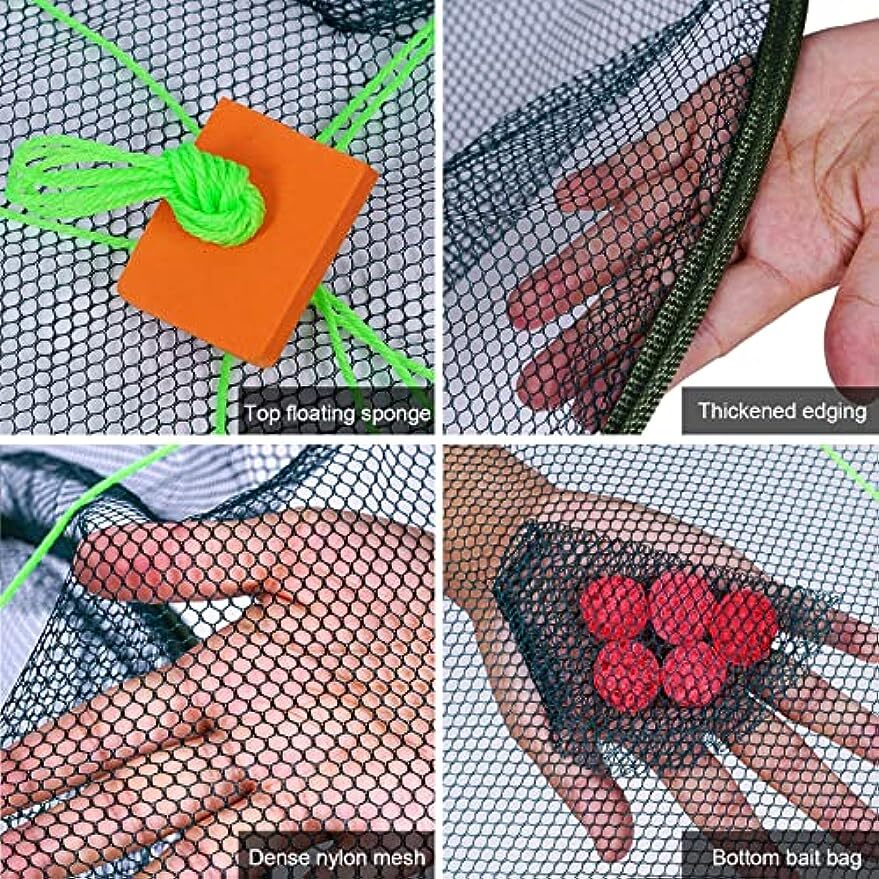 Foldable Fishing Landing Net Fish Catcher Network Crab Shrimp Mesh Trap for Kids