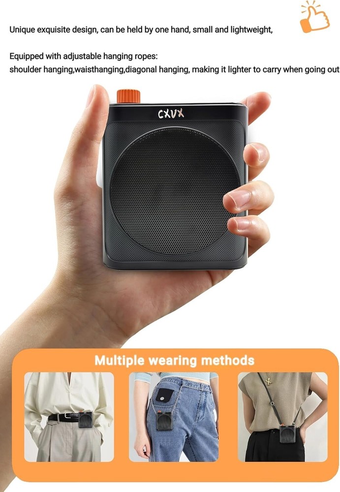 Wireless Voice Amplifier with Wireless Lavalier Microphone and Portable Speaker