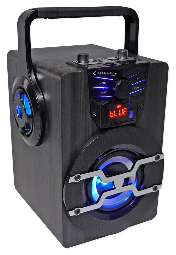 Technical Pro WASP420 Rechargeable Bluetooth Karaoke Machine System w/LED's+Mic