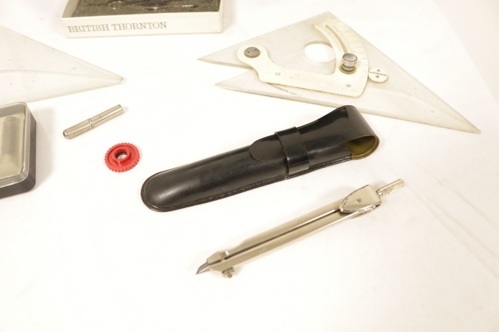 British Thornton Adjustable Set Squares Drafting Compass Rotring Tech Drawing