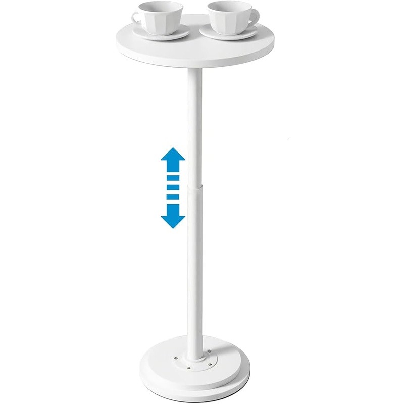 Height Adjustable Round Side Table Drink Tray 88lbs Capacity Compact Design New