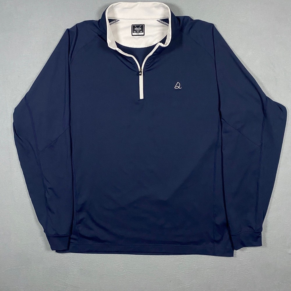 Deolax Mens XXL Blue Quarter Zip Golf Pullover Long Sleeve Performance