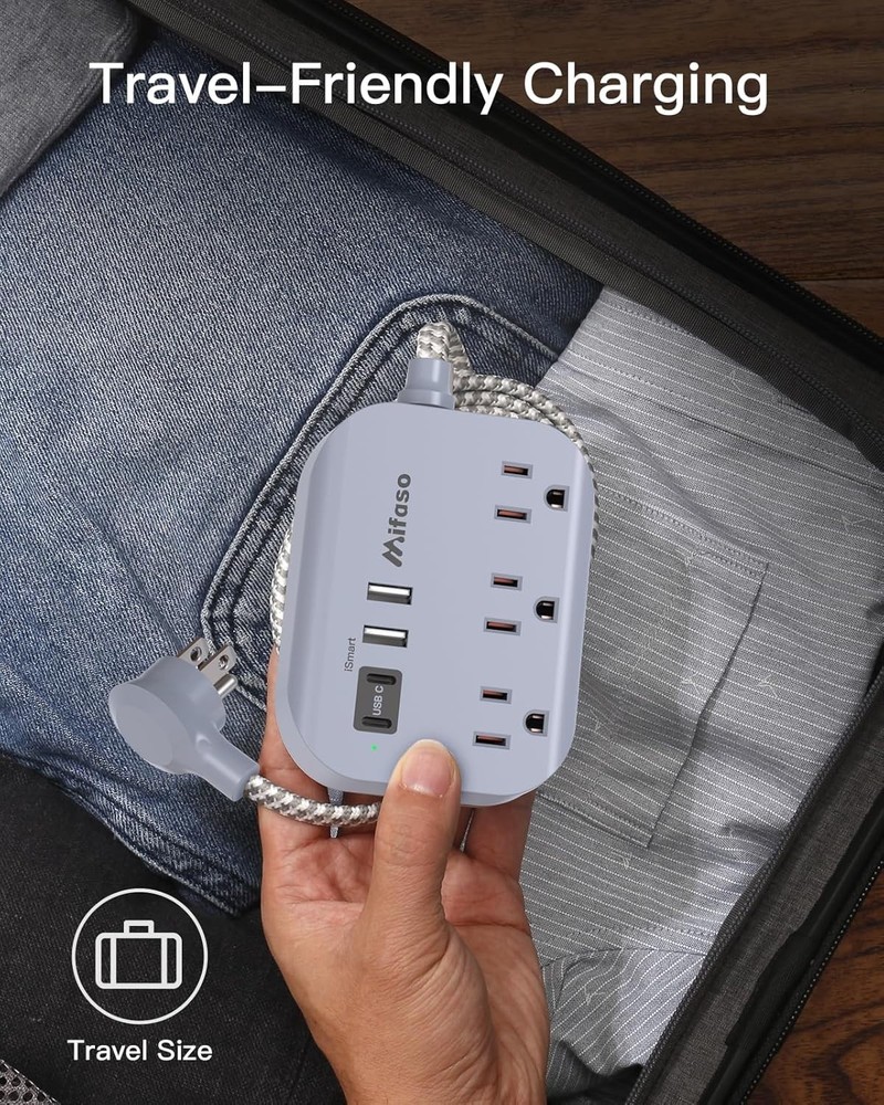 Cruise Ship Essentials - 3Ft Flat Extension Cord with Multiple Outlets, Power...