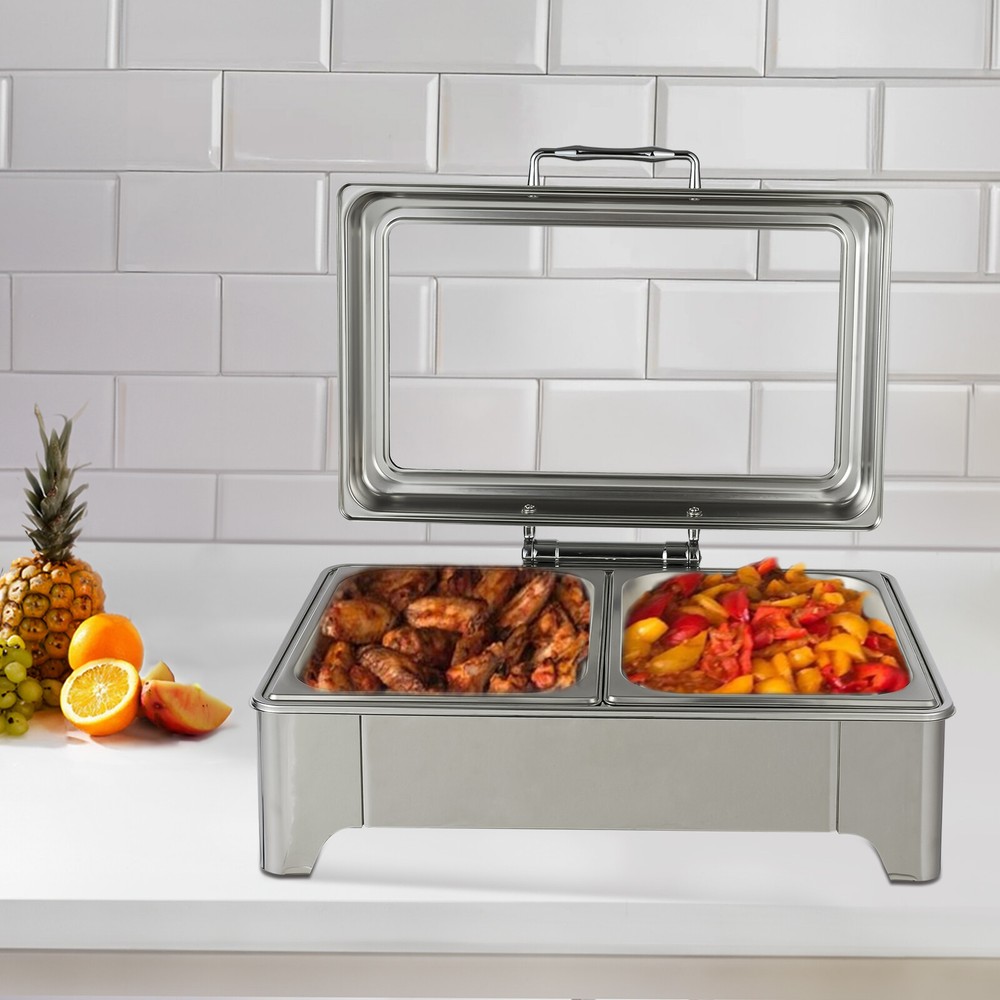 9L Electric Heating Chafing Dish Server Buffet Stove Square Double Compartment