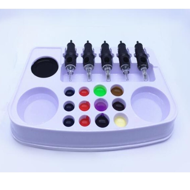 5 Pcs Disposable Plastic Permanent Makeup Tattoo Microblading Needle Work Plate