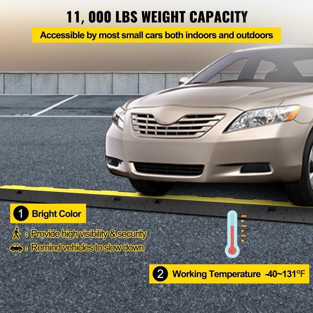 5 Packs Cable Protector Ramp Rubber Modular Speed Bump 11000 LBS Load Capacity