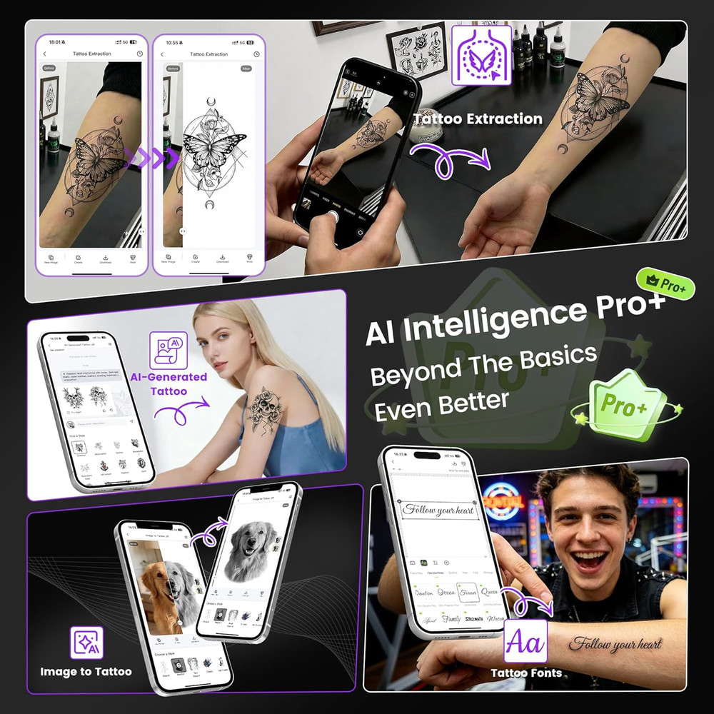 TP31 Mini Tattoo Stencil Printer,Bluetooth Tattoo Printer with 30Pcs Transfer Pa