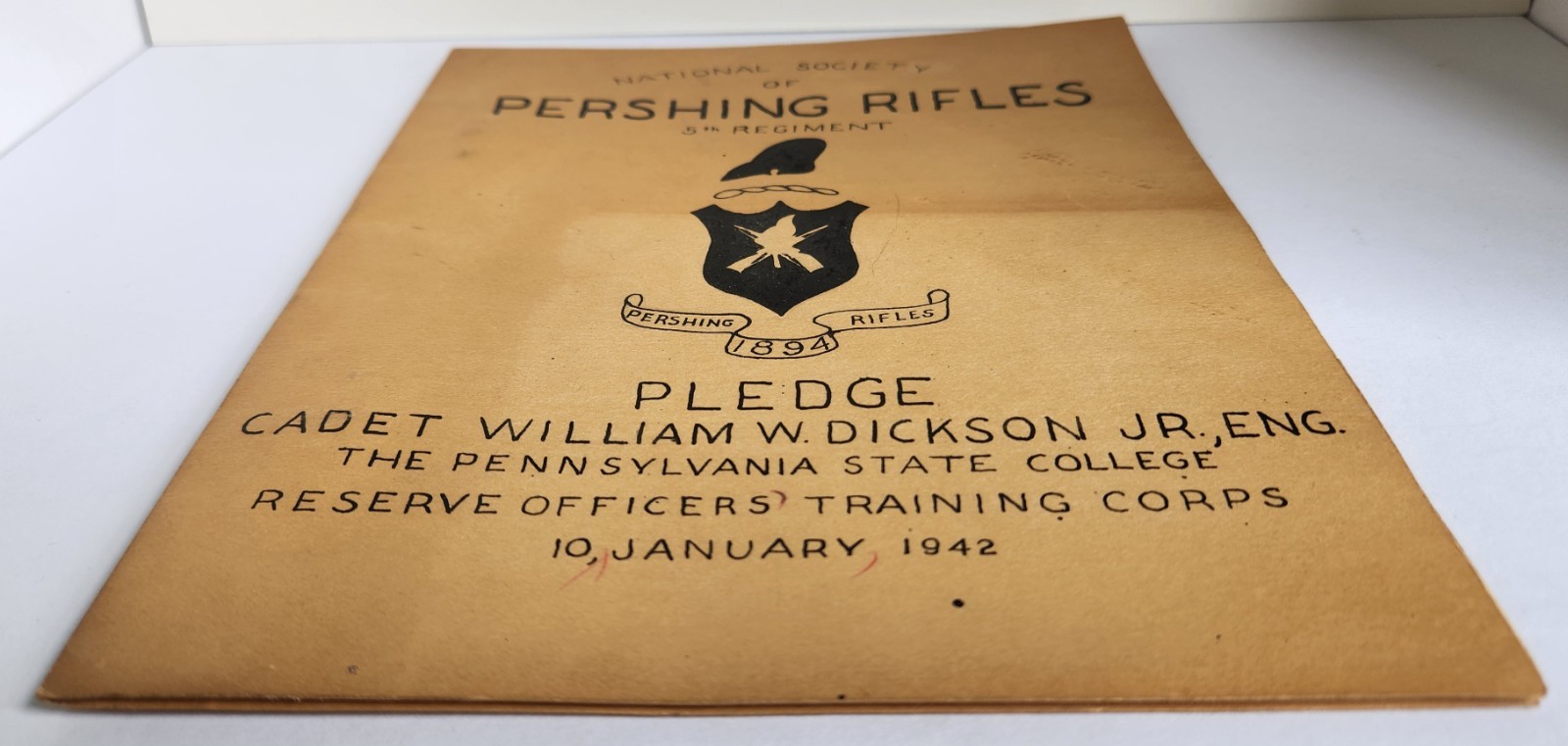 WWII 1942 US Military Cadets National Society PERSHING RIFLES 5TH Regiment PA