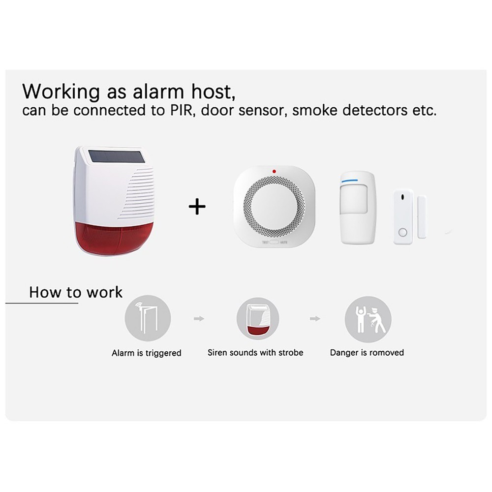 Solar Alarm Light Strobe Audible Wireless Motion Sensor Detector Security Siren