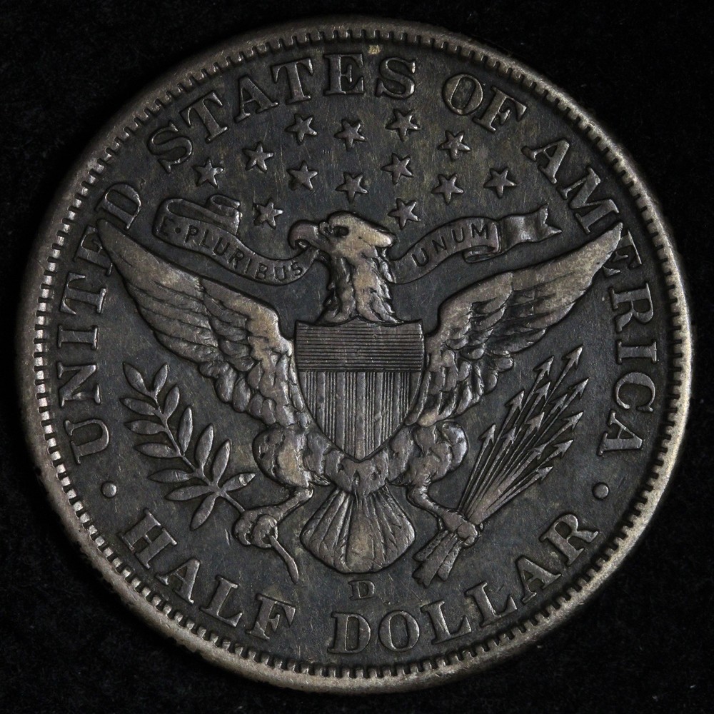 1908-D Barber Silver Half Dollar VF+ E361 UKUHU