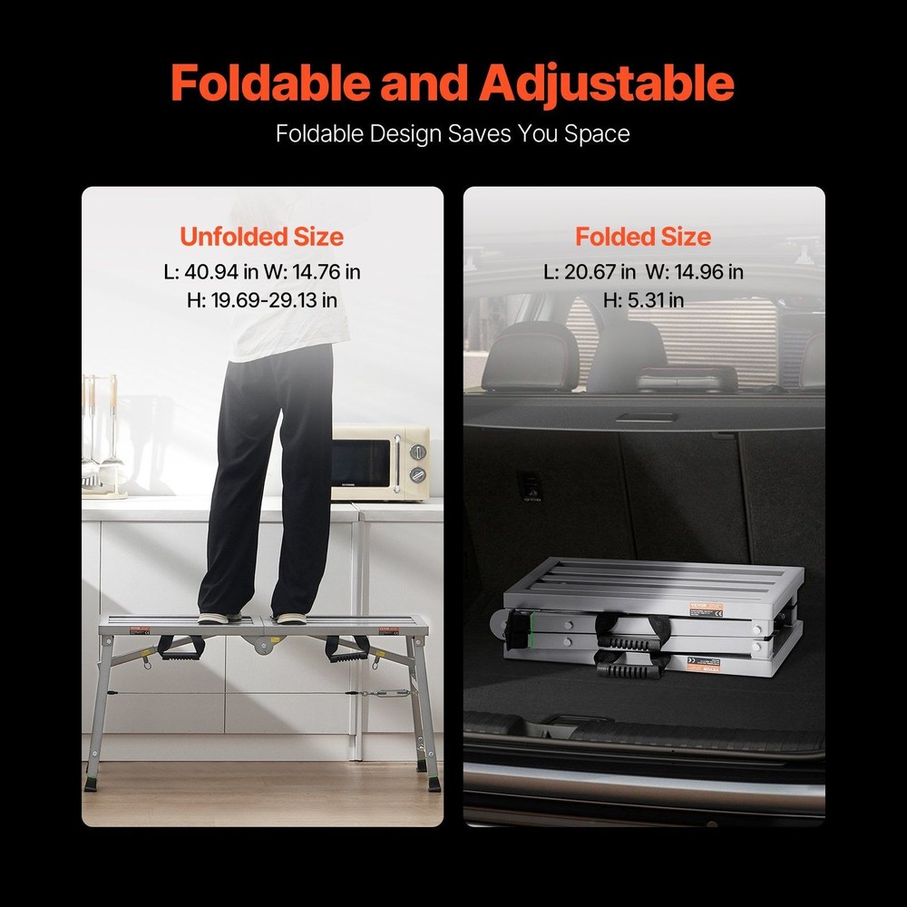Compact Foldable Work Platform 400lb Load Durable Finish