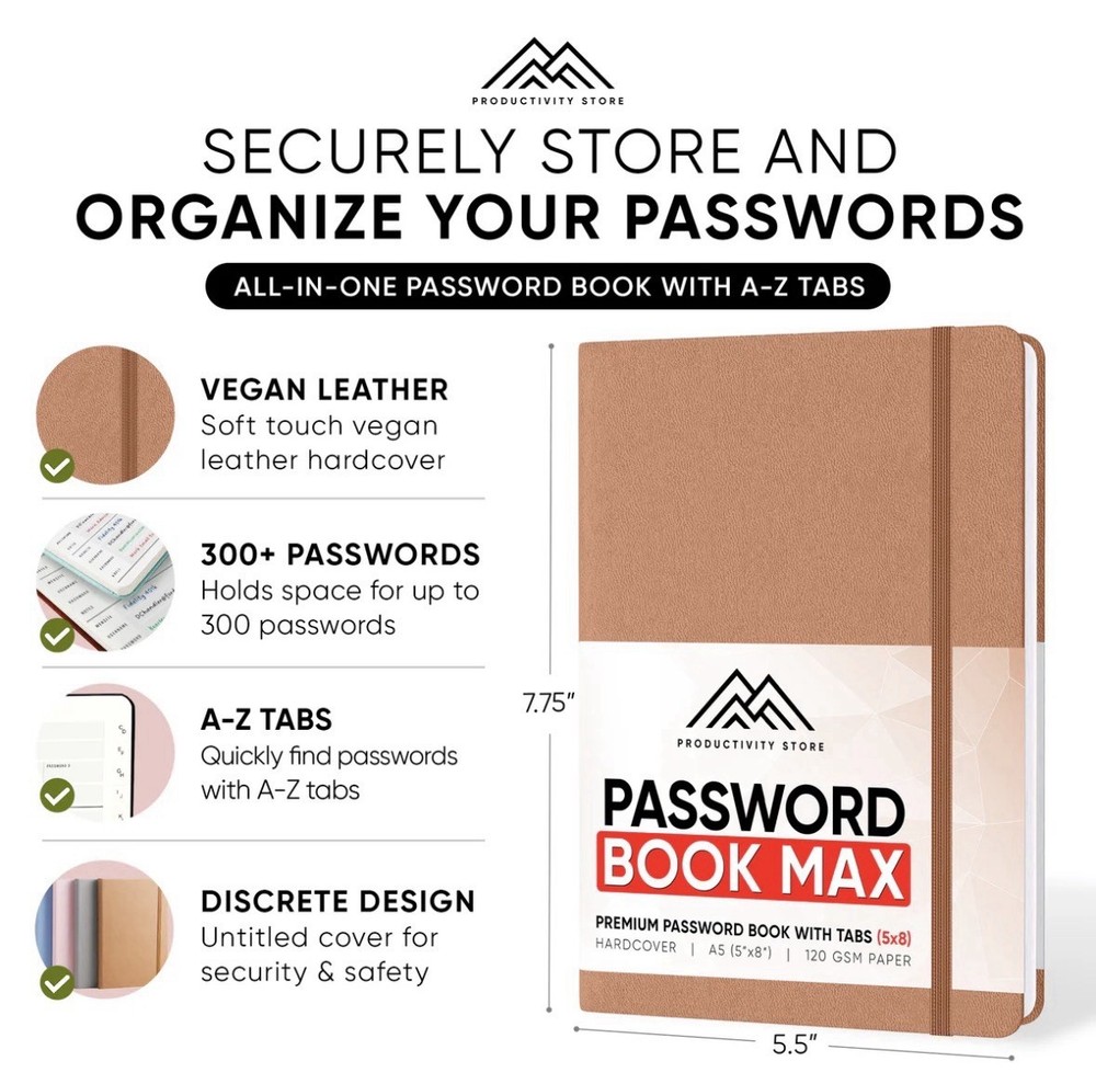 Password Book Max Medium Pink 5x8”