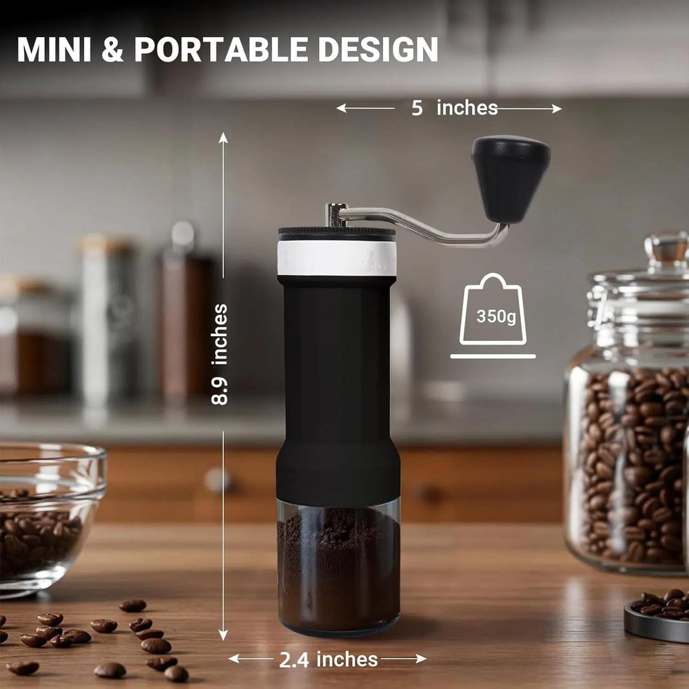 Mini Manual Coffee Grinder – 40 Adjustable Settings, Portable Hand Crank Mill...