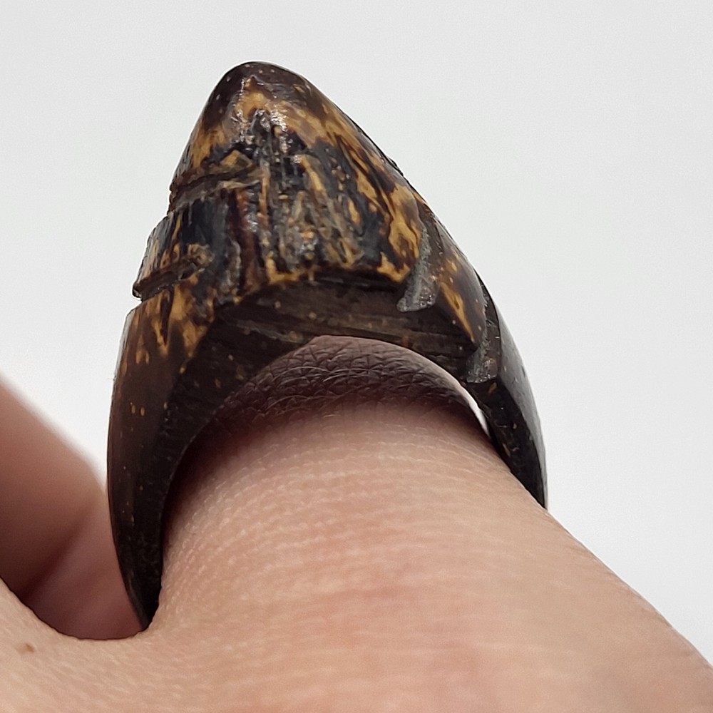 Handcarved Bamboo Ring Sz 6