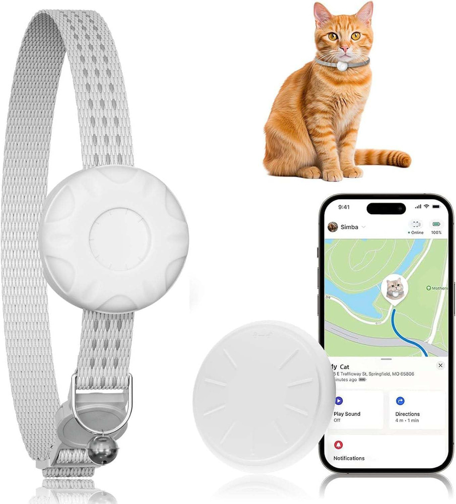 Cat GPS Tracker, Waterproof Pet Tracker for Cats, Cat GPS Tracker Collar with Sa
