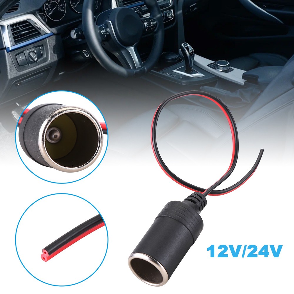 Cigarette Lighter Charger Cable Female Socket Plug Connector Adapter 12V/24V NEW