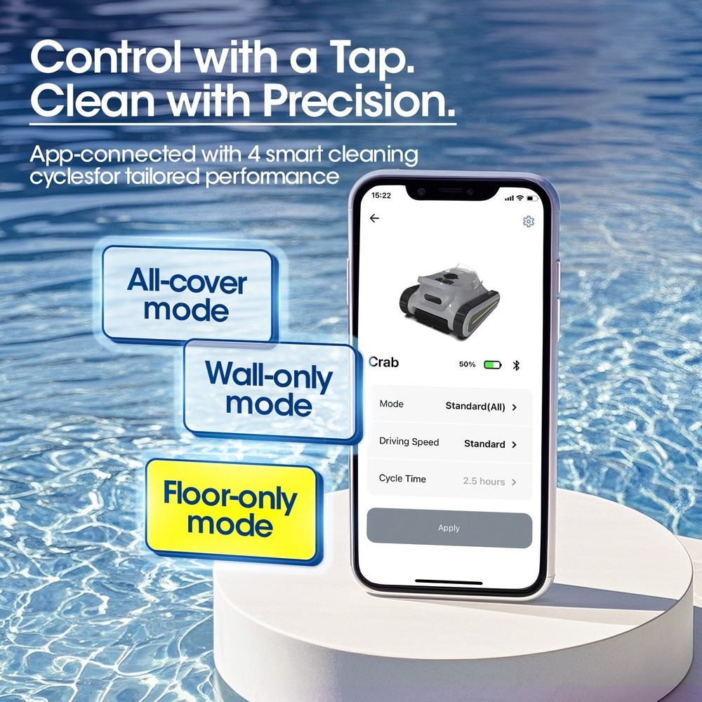 Seauto Cordless Robotic Pool Cleaner Sonar Navigation, 3 Modes Automatic ,Gray