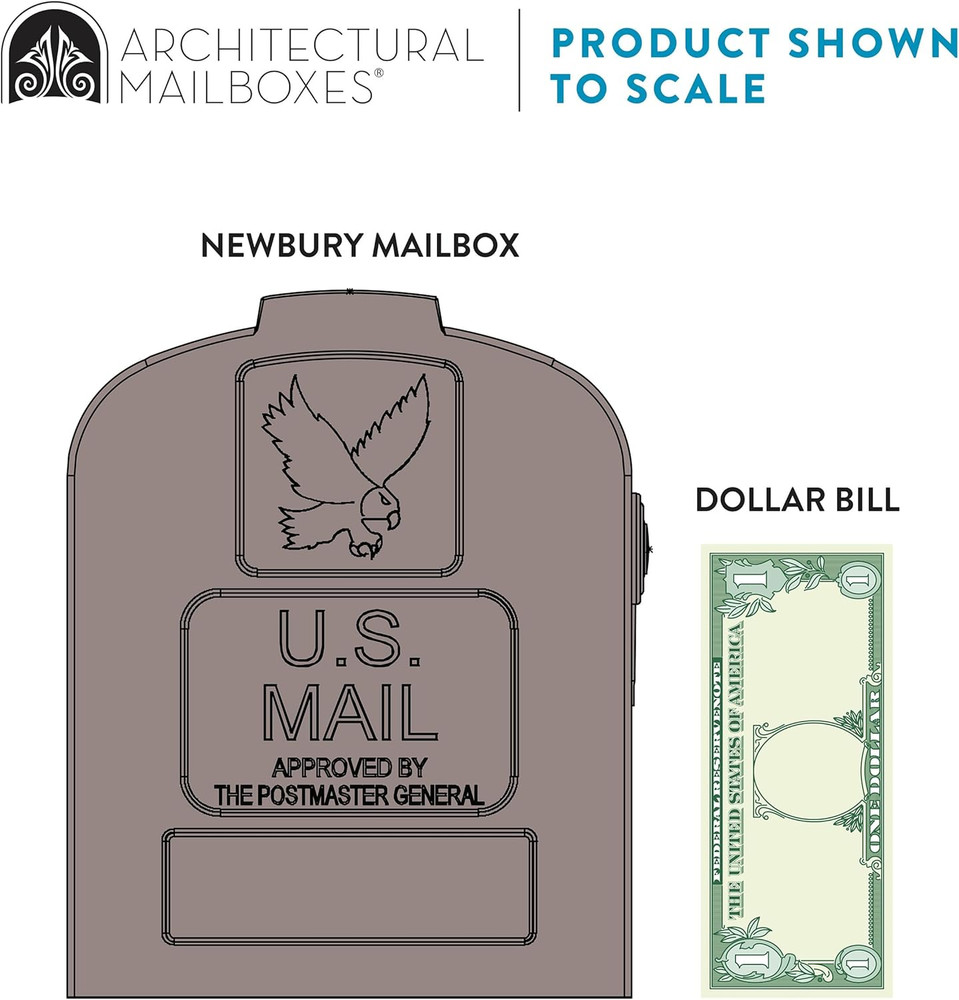 Newbury™ Rust-Proof Plastic Post Mounted Mail Box for outside with Post, Mocha,