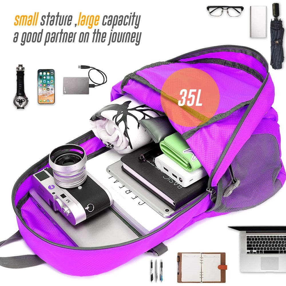 35L Lightweight Packable Backpack Waterproof Durable Hiking Travel Daypack