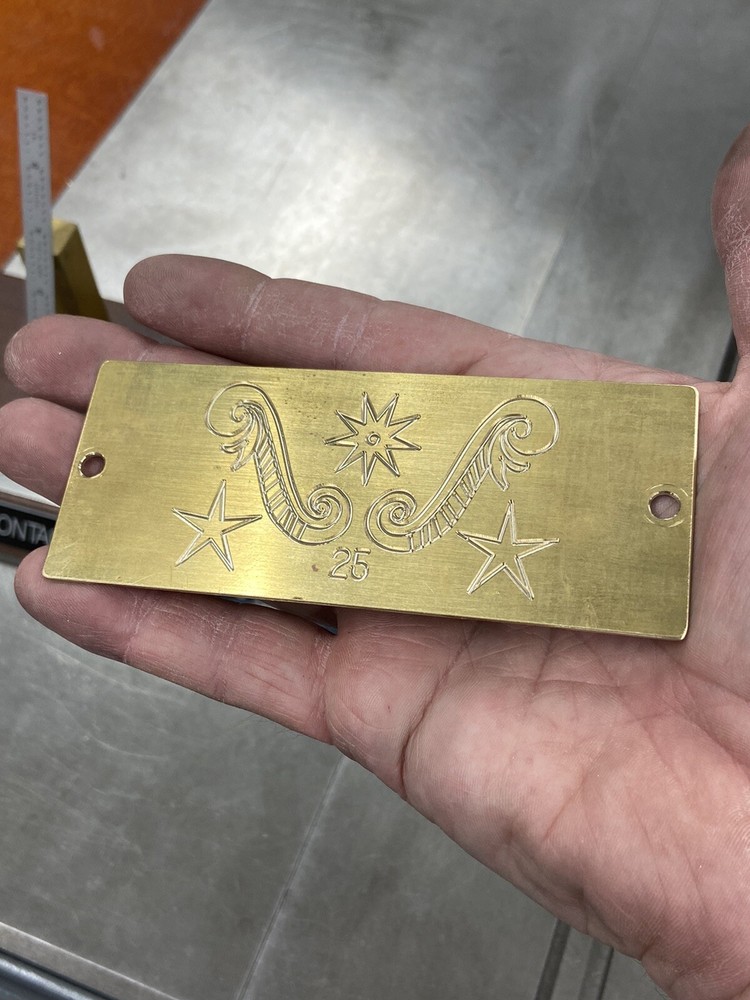ANTIQUE SCROLL PATTERN SOLID BRASS ENGRAVING PLATE FOR NEW HERMES FONT