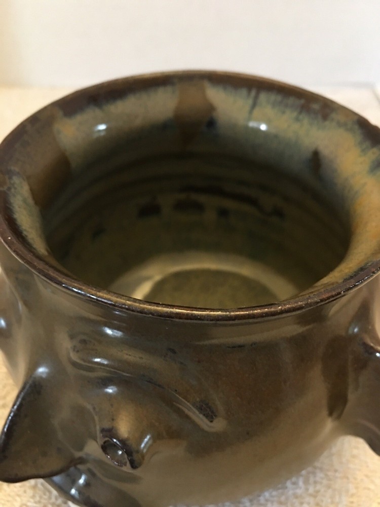 Face Pottery Decor Piece / Planter Artist Signed & Dated 2001