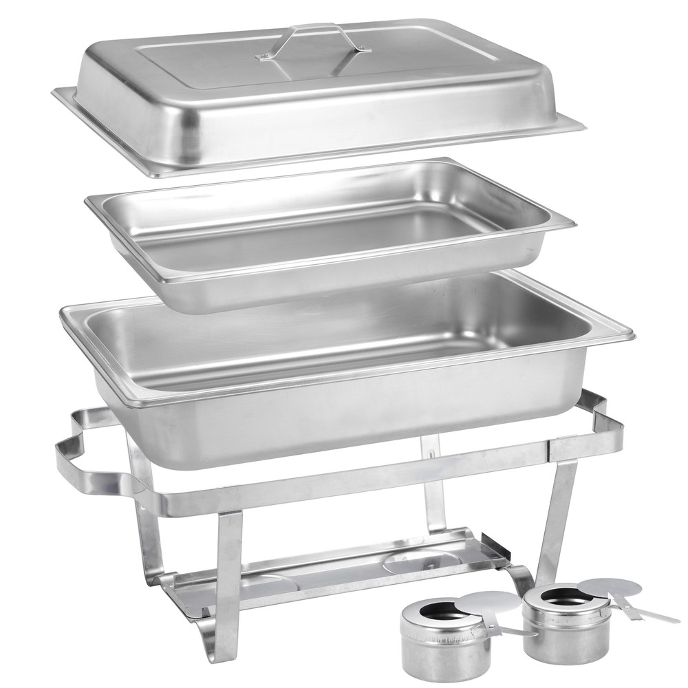 8 Quart 4 Packs Chafing Dish Stainless Steel Full Size Buffet Rectangular Chafer