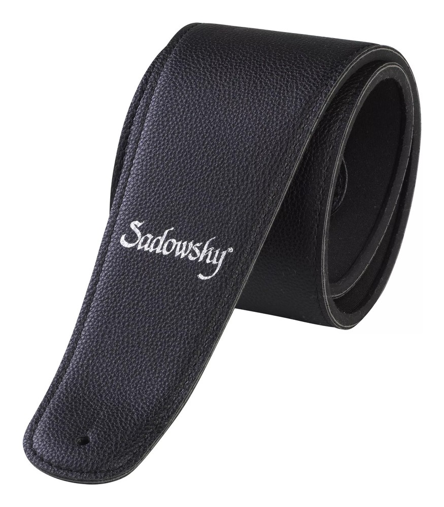 Sadowsky Synthetic Leather Bass Strap with Neoprene Padding - Black with Silver